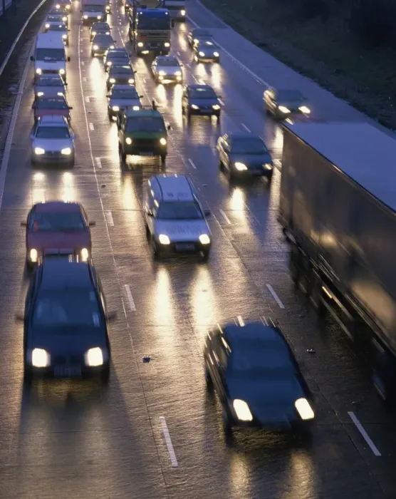 Framed Print : Traffic on wet motorway at dusk, United Kingdom, Europe Framed Print : Traffic on wet motorway at dusk, United Kingdom, Europe
