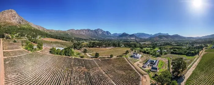 Framed Print : Trails through flowers and wildlife at Mont Rochelle Nature Reserve with views over Franschhoek Valley and Franschhoek, a town with centuries-old vineyards and Cape Dutch architecture, Franschhoek, Western Cape, South Africa, Africa