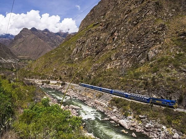Train between Aguas Calientes and Ollantaytambo through the Sacred Valley, Cusco Region