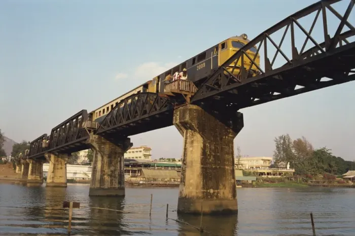 Framed Print : Train crossing the River Kwai Bridge at Kanchanburi in Thailand Framed Print : Train crossing the River Kwai Bridge at Kanchanburi in Thailand