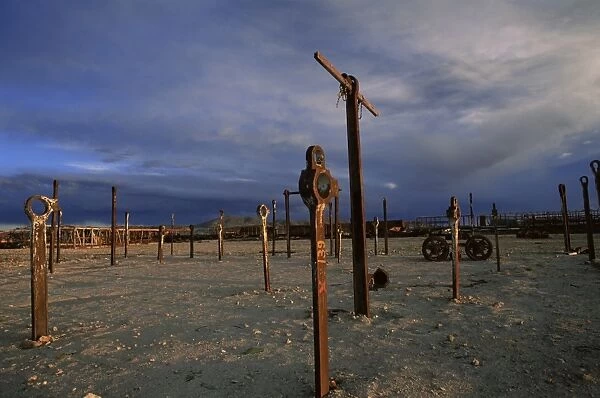 Train graveyard, Uyuni, Bolivia, South America