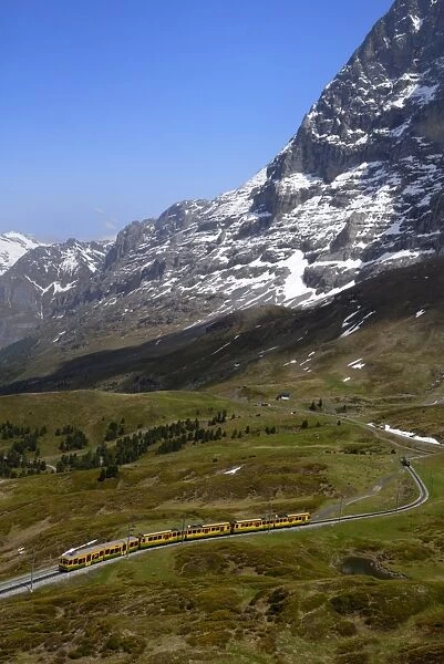 Train from Grindelwald on route to Kleine Scheidegg