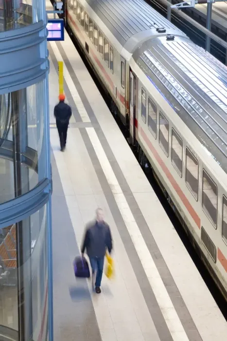 Framed Print : Train pulling into the platform, new modern main railway station, Berlin, Germany, Europe Framed Print : Train pulling into the platform, new modern main railway station, Berlin, Germany, Europe