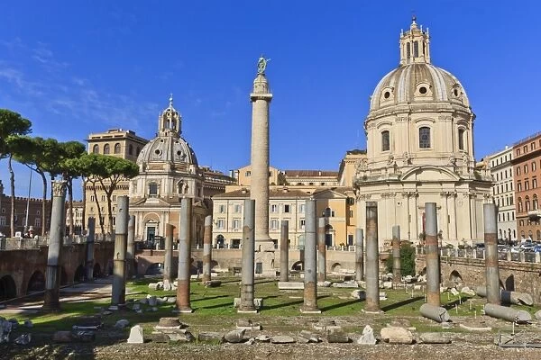 Trajans Column and Forum, Forum area, Rome, Lazio, Italy, Europe