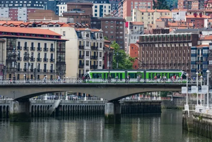 Framed Print : Tram crossing the river Nervion in Bilbao, Biscay (Vizcaya), Basque Country (Euskadi) Framed Print : Tram crossing the river Nervion in Bilbao, Biscay (Vizcaya), Basque Country (Euskadi)