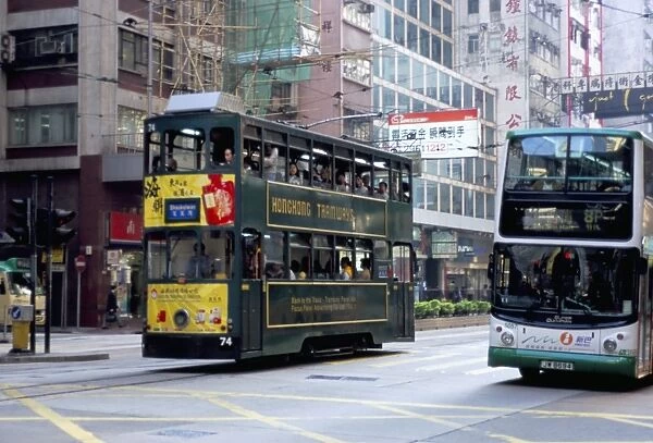 Tram, Des Voeux Road, Central, Hong Kong Island, Hong Kong, China, Asia
