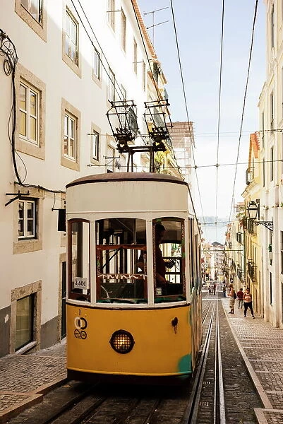 Tram in Elevador da Bica, Lisbon, Portugal, Europe