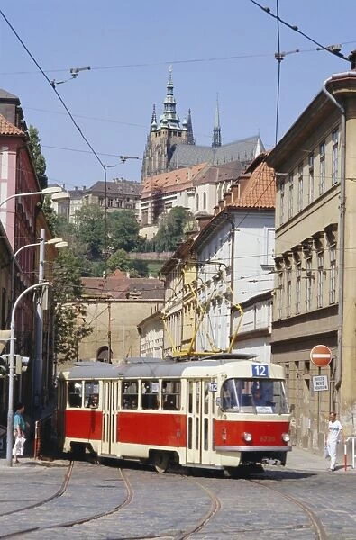 Tram in the Lesser Quarter, Prague, Czech Republic, Europe