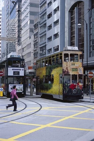 Trams, Hong Kong Island, Hong Kong, China, Asia
