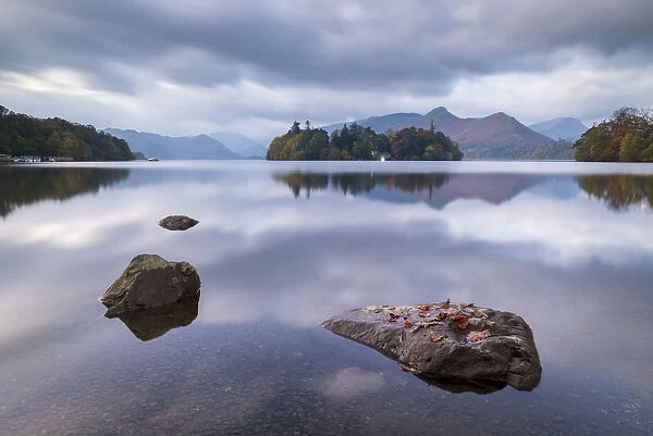Tranquil morning at Derwent Water in the Lake District National Park, UNESCO World