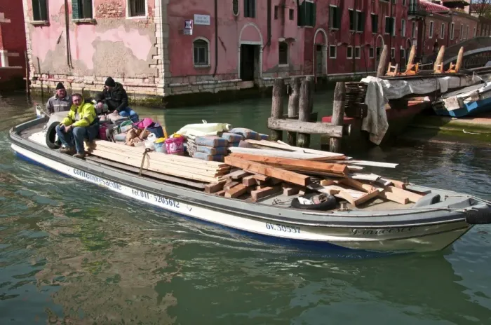 Framed Print : Transporting goods by boat on canal, Venice, Veneto, Italy, Europe Framed Print : Transporting goods by boat on canal, Venice, Veneto, Italy, Europe