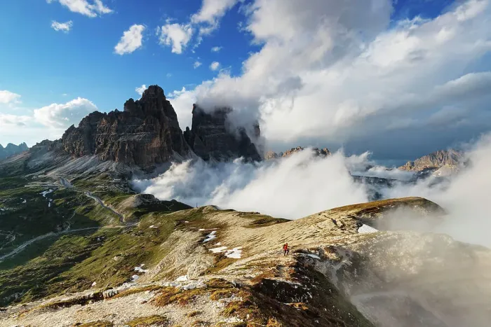 Framed Print : Tre Cime (Drei Zinnen), Tre Cime Nature Preserve (Parco Naturale Tre Cime), UNESCO World Heritage Site, Dolomites, Italy, Europe