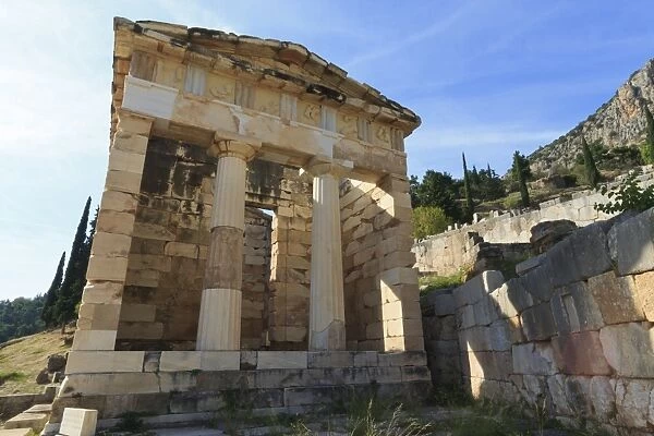 Treasury of the Athenians, Delphi, UNESCO World Heritage Site, Peloponnese, Greece, Europe