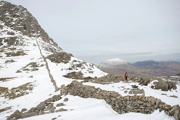 Trekking the trail towards Tryfan in Snowdonia, Wales, United Kingdom, Europe