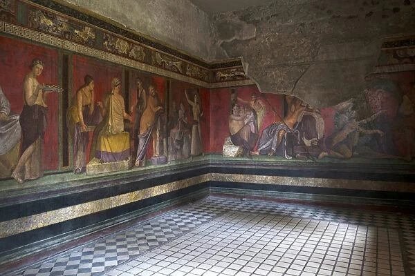 Triclinium frescoes, Villa dei Misteri, Pompeii, UNESCO World Heritage Site, Campania