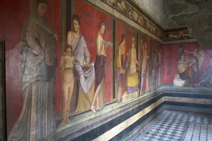 Framed Print : In the Triclinium, Villa dei Misteri, Pompeii, UNESCO World Heritage Site, Campania Framed Print : In the Triclinium, Villa dei Misteri, Pompeii, UNESCO World Heritage Site, Campania