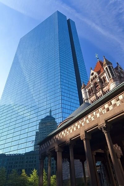 Trinity Church reflected in modern skyscraper, Boston, Massachusetts, New England