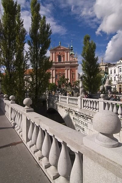 The triple bridge with the Franciscan Church of the Annunciation in Ljubljana