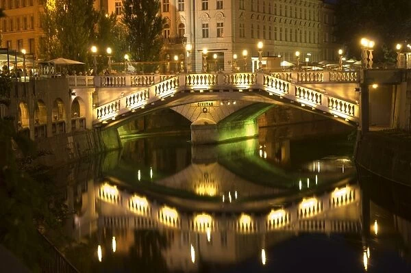 The Triple Bridge over River Ljubljanica