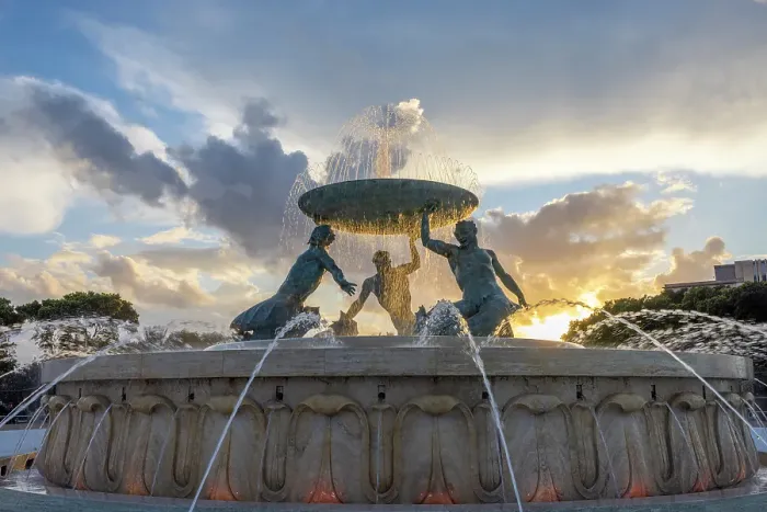 Framed Print : Triton's Fountain at Sunset, Floriana, Valletta, Malta Framed Print : Triton's Fountain at Sunset, Floriana, Valletta, Malta