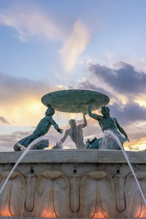 Framed Print : Triton's Fountain at Sunset, Floriana, Valletta, Malta Framed Print : Triton's Fountain at Sunset, Floriana, Valletta, Malta