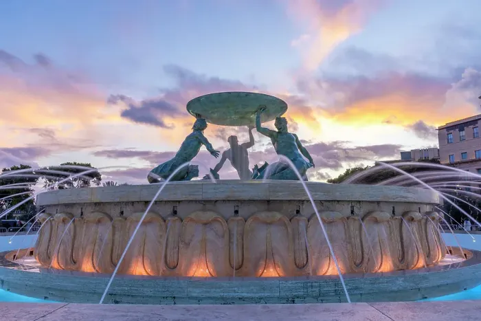 Framed Print : Triton's Fountain at Sunset, Floriana, Valletta, Malta Framed Print : Triton's Fountain at Sunset, Floriana, Valletta, Malta