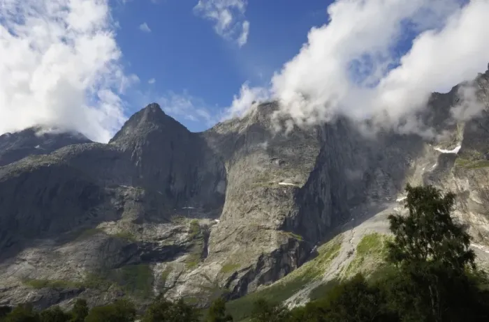 Framed Print : Trollveggen, Troll Wall, sheer mountain cliffs, More og Romsdal, Norway, Scandinavia, Europe
