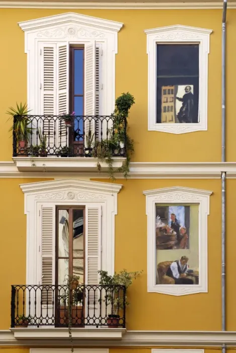 Framed Print : Trompe l oeil paintings on facades, St. Nicolas Square, Valencia, Spain, Europe