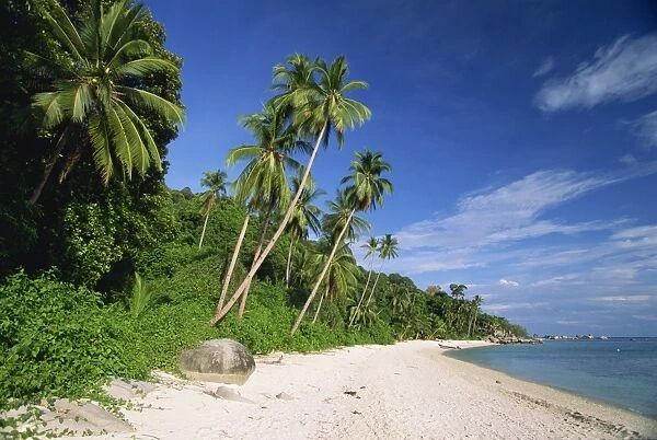 Tropical beach and palm trees on Perhentian Besar