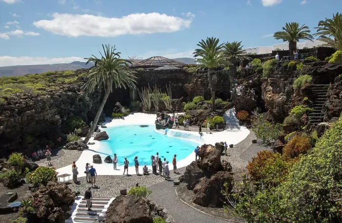 Framed Print : Tropical garden and Jameo Grande swimming pool, Jameos de Aqua, designed by Cesar Manrique, Lanzarote, Canary Islands, Spain, Atlantic, Europe Framed Print : Tropical garden and Jameo Grande swimming pool, Jameos de Aqua, designed by Cesar Manrique, Lanzarote, Canary Islands, Spain, Atlantic, Europe