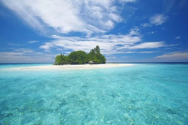 Tropical island surrounded by lagoon, Maldives, Indian Ocean, Asia