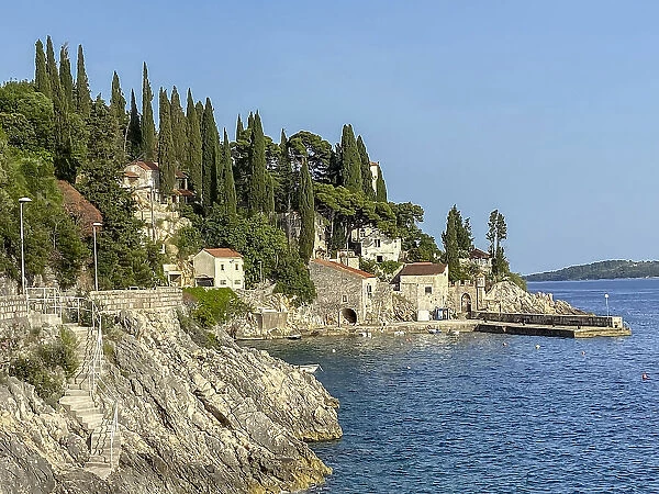 Trsteno village by the Adriatic Sea on the Dalmatian coast, Trsteno, Croatia, Europe