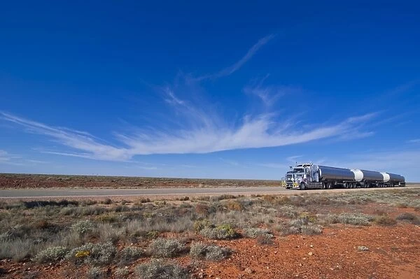 Truck riding through the outback of South Australia, Australia, Pacific