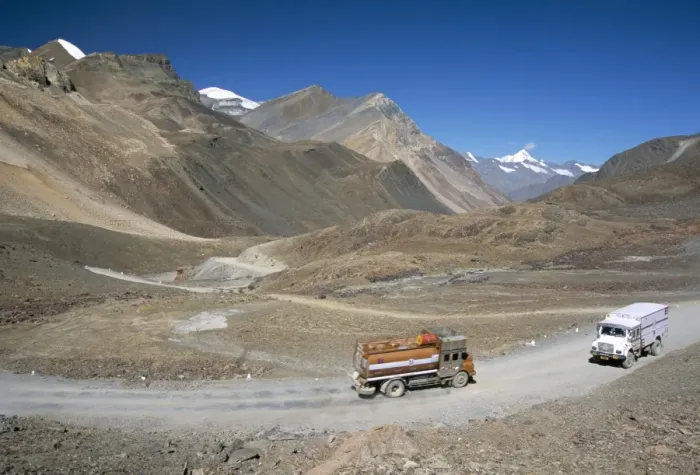 Framed Print : Trucks on Baralacha Pass Framed Print : Trucks on Baralacha Pass