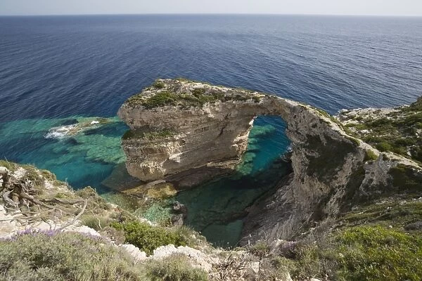 Trypitos Arch on west coast, Paxos, Ionian Islands, Greek Islands, Greece, Europe