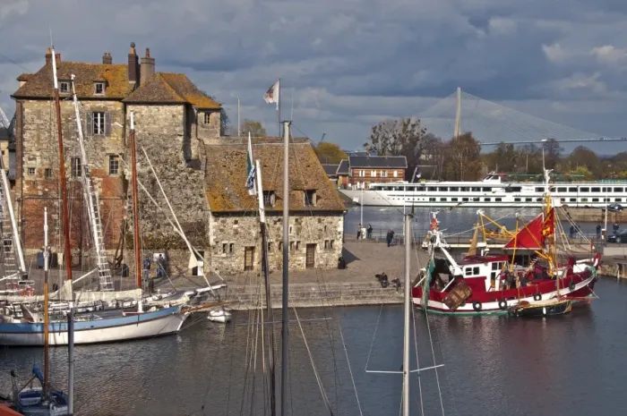 Framed Print : Tthe Vieux Bassin with the Lieutenance dating from the 17th century, and boats, Honfleur, Calvados, Normandy, France, Europe Framed Print : Tthe Vieux Bassin with the Lieutenance dating from the 17th century, and boats, Honfleur, Calvados, Normandy, France, Europe