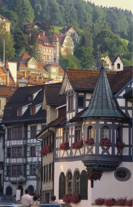 Framed Print : Tudor Exterior of Buildings in Town of St Gallen in Switzerland Framed Print : Tudor Exterior of Buildings in Town of St Gallen in Switzerland