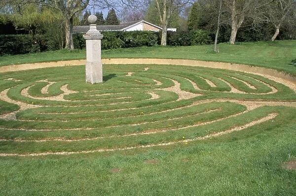 Turf maze dating from 1660AD, Hilton, Cambridgeshire, England, United Kingdom, Europe