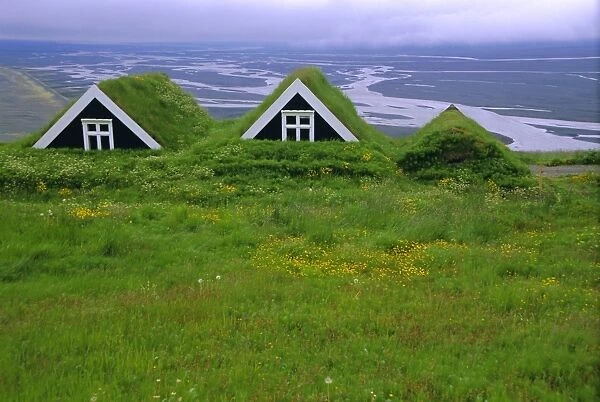 Turf roof houses in the south of the island