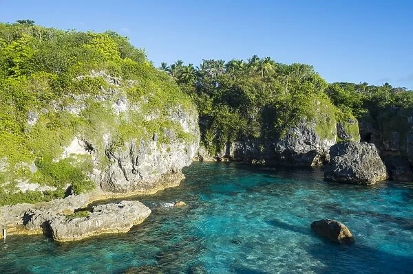 Turquoise waters in the Limu low tide pools, Niue, South Pacific, Pacific