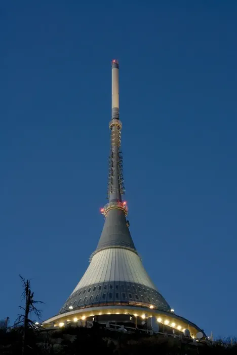Framed Print : TV Tower on top of Jested Mountain dominates town and is good example of modern architecture Framed Print : TV Tower on top of Jested Mountain dominates town and is good example of modern architecture