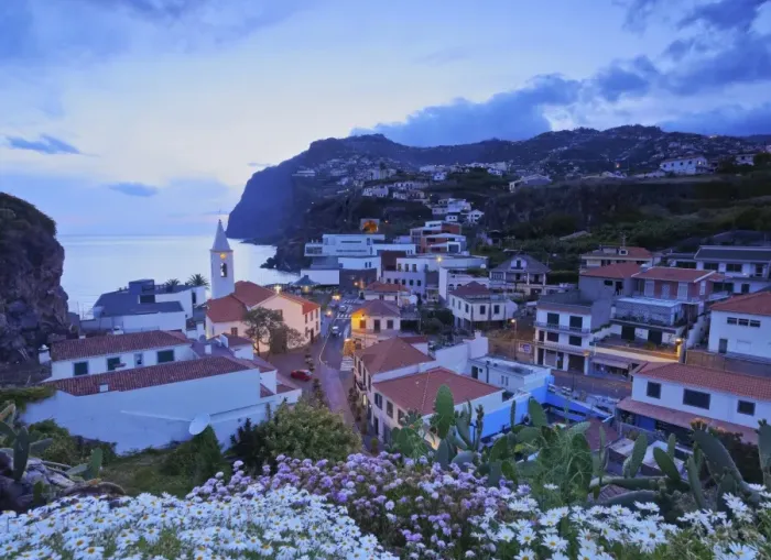 Framed Print : Twilight view of the Camara de Lobos, Madeira, Portugal, Atlantic, Europe Framed Print : Twilight view of the Camara de Lobos, Madeira, Portugal, Atlantic, Europe