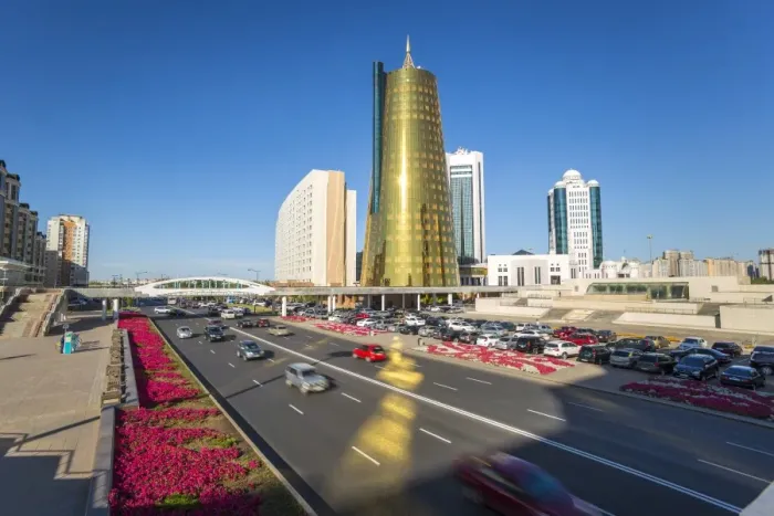 Framed Print : Twin golden conical business centres, Astana, Kazakhstan, Central Asia Framed Print : Twin golden conical business centres, Astana, Kazakhstan, Central Asia