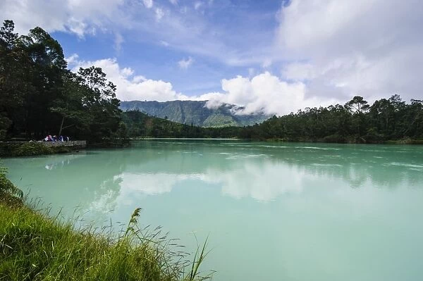 Twin lakes Telaga Warna and Telaga Pengilon, Dieng Plateau, Java, Indonesia, Southeast Asia, Asia
