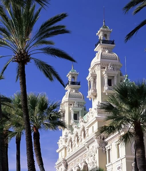 Twin towers of the Casino from the south terrace, with palm trees in foreground