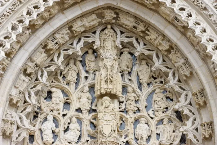 Framed Print : Tympanum showing Jesses tree, Saint-Riquier Abbey church, Somme, France, Europe Framed Print : Tympanum showing Jesses tree, Saint-Riquier Abbey church, Somme, France, Europe