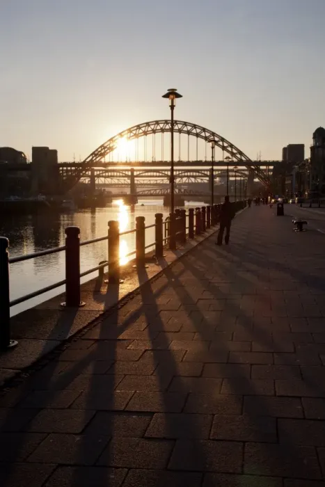 Framed Print : Tyne Bridge at sunset, spanning the River Tyne between Newcastle and Gateshead, Tyne and Wear, England, United Kingdom, Europe