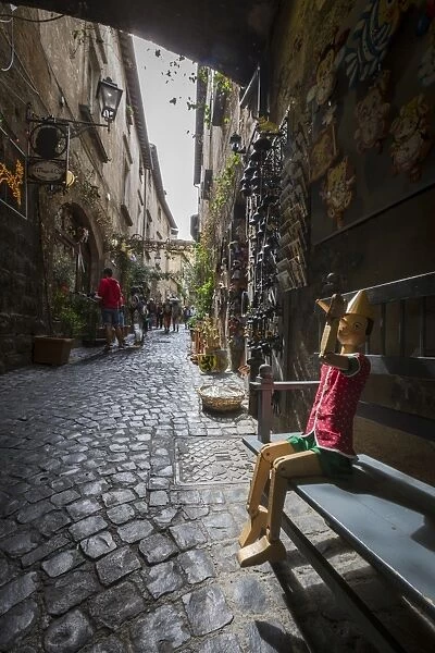 A typical alley with local craft shops, Orvieto, Terni Province, Umbria, Italy, Europe