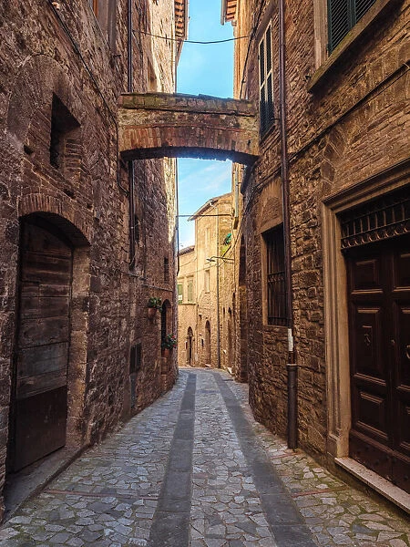 A typical alley in Todi, Umbria, Italy, Europe