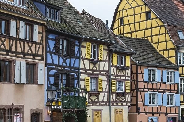 Typical architecture and colored facade of house in the old town, Petite Venise, Colmar